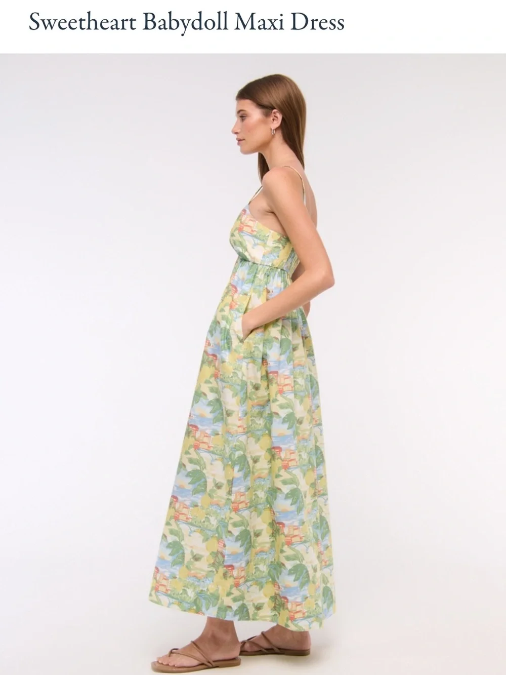 Abercrombie & Fitch Yellow Tropical Print Sweetheart Maxi Dress